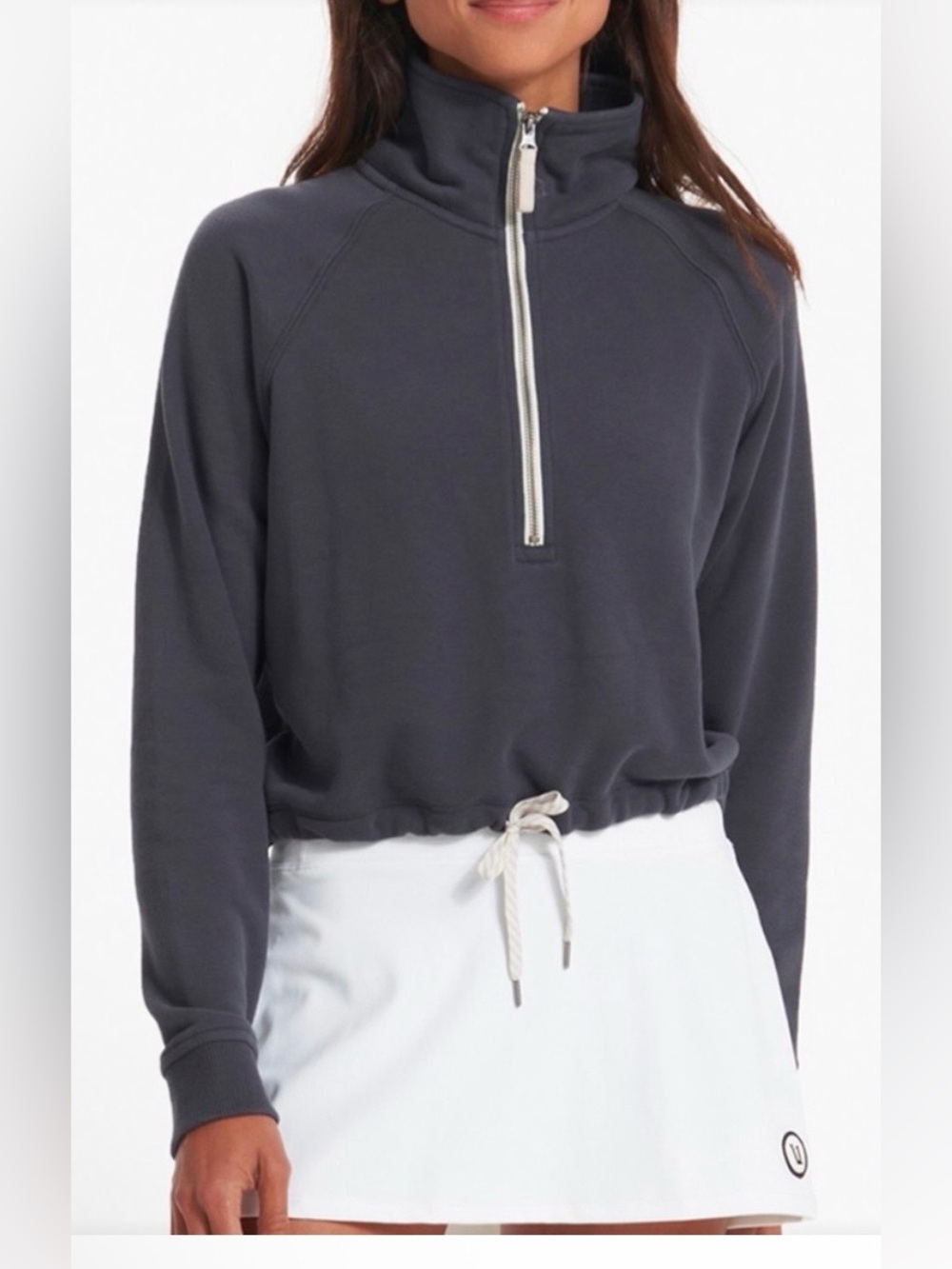 Vuori Half-Zip Drawstring Cropped Pullover and side slit sweatpants (set)